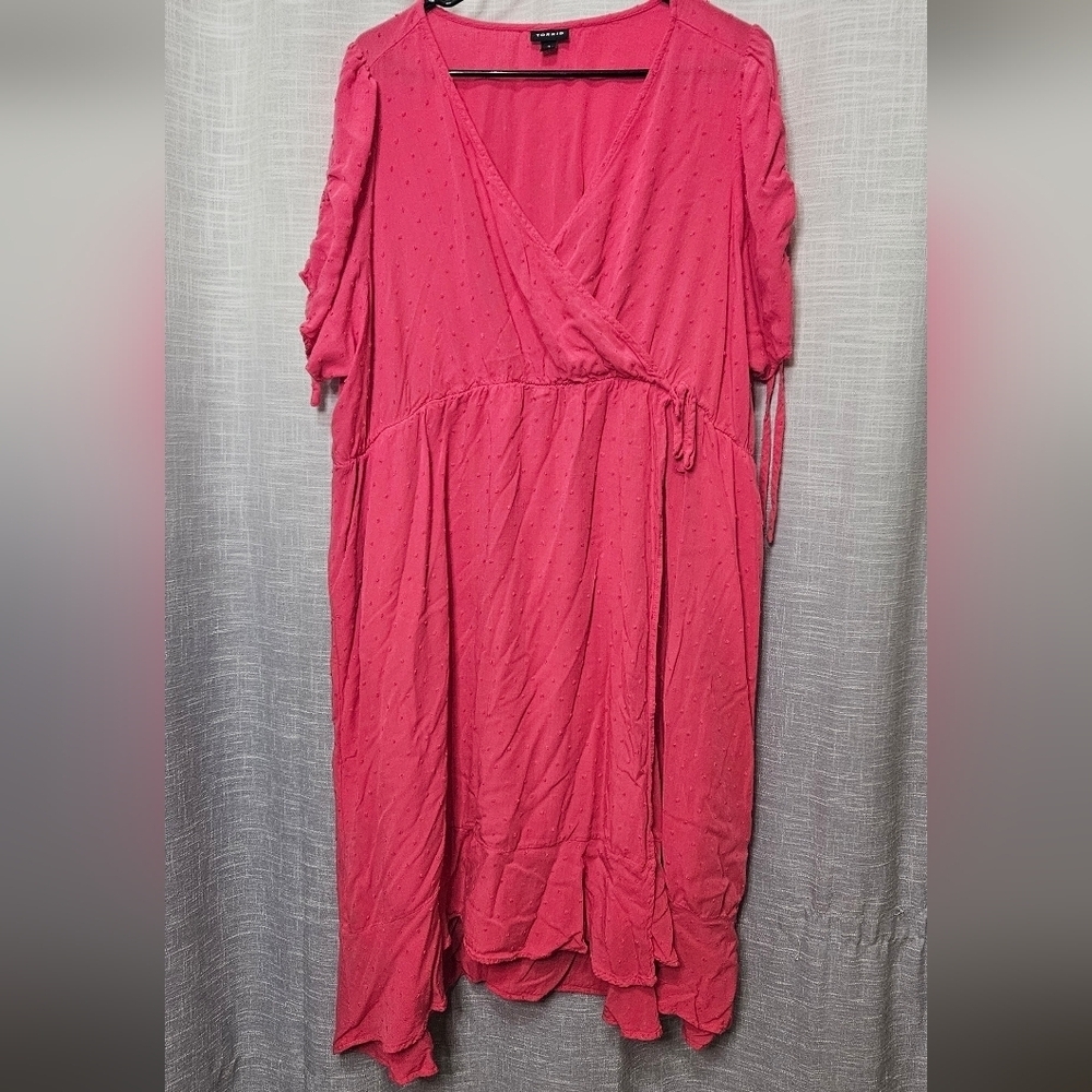 Torrid Pink Midi Sundress V-Neck Short Sleeve